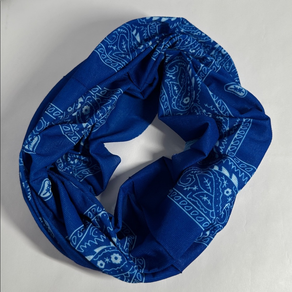 Wide Royal Blue Bandana Pattern Headband - #2060
